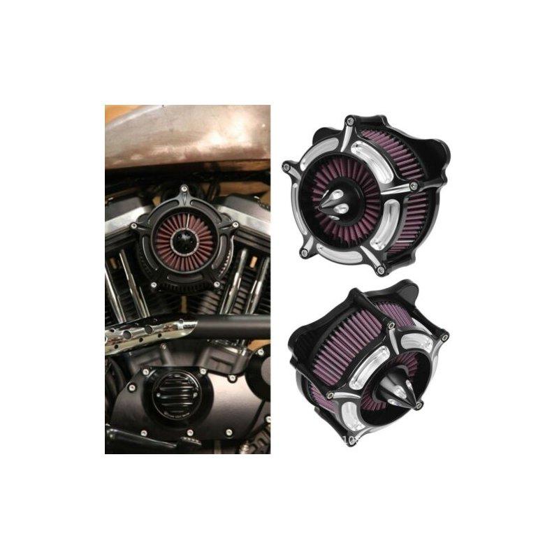 Motorcycle Accessories |   Air Filter Motorcycle Turbine Spike Intake Air Cleaner Filter System black Motorcycle Accessories Black