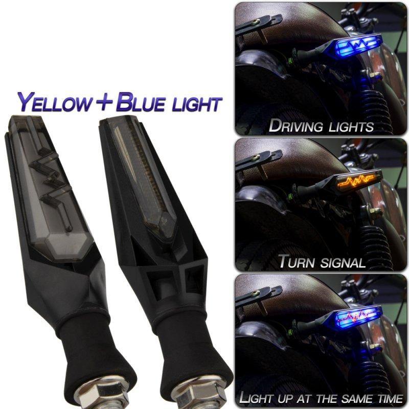 Motorcycle Lights |   1 Pair Motorcycle Accessories Ecg Wave Type Flow Mode Led Turn Signal Lights Yellow+blue Motorcycle Accessories Motorcycle Lights