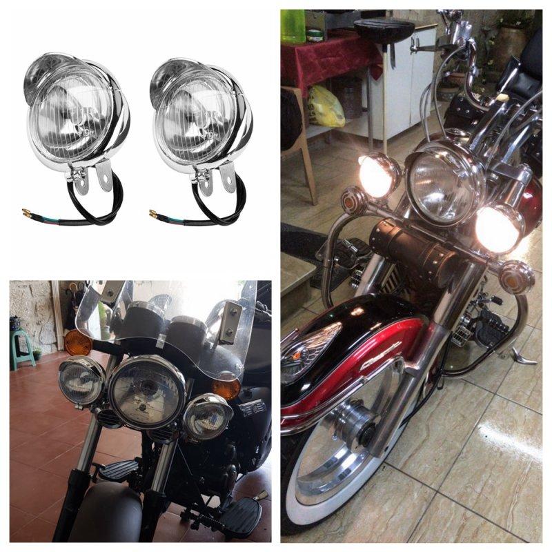 Motorcycle Lights |   12v Universal Chrome Color ABS Motorcycle Fog Lights Headlight Lamp 1 pair Motorcycle Accessories Motorcycle Lights