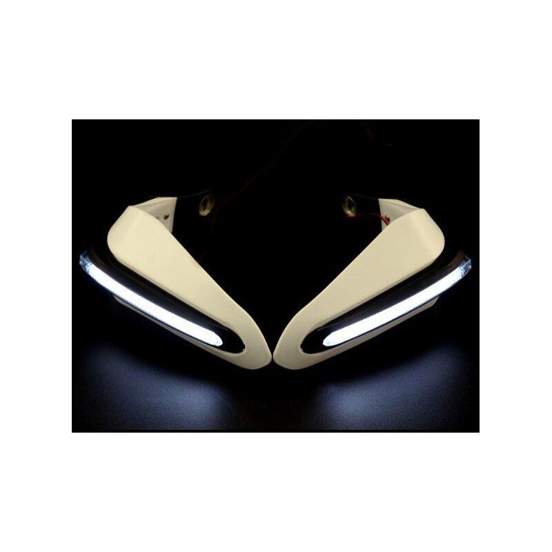 Motorcycle Lights |   2PCS Motorcycle Handguards Modified Handle Windshield 1.5cm Handlebars LED Light Wind Shield white Motorcycle Accessories Motorcycle Lights