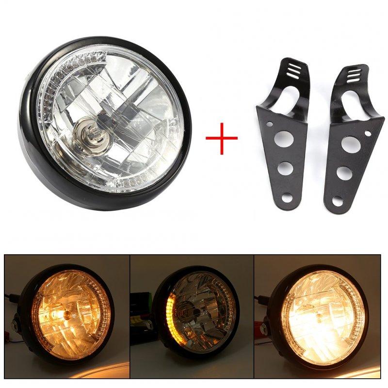 Motorcycle Lights |   7″Motorcycle DC Modified Retro Front Headlights Lamp Holder LED Turn Light Bracket 12V Motorbike Accessories Black transparent Motorcycle Accessories Motorcycle Lights