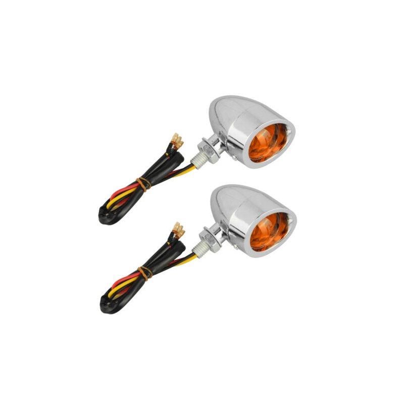 Motorcycle Lights |   Chrome Motorcycle Turn Signal Amber Lights Indicator Silver Motorcycle Accessories Motorcycle Lights