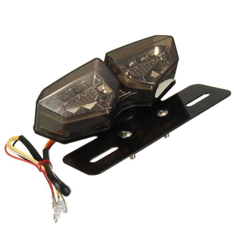 Motorcycle Lights |   Motorcycle 12V LED Taillight Turn Signal Rear Brake License Plate Light Bracket Smoke lens Motorcycle Accessories Motorcycle Lights