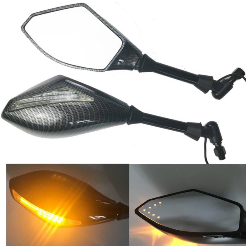 Motorcycle Lights |   Motorcycle Double LED Turn Lights Side Mirrors Turn Signal Indicator Rearview Mirror  Snake pattern_Pointed double lamp Motorcycle Accessories Motorcycle Lights