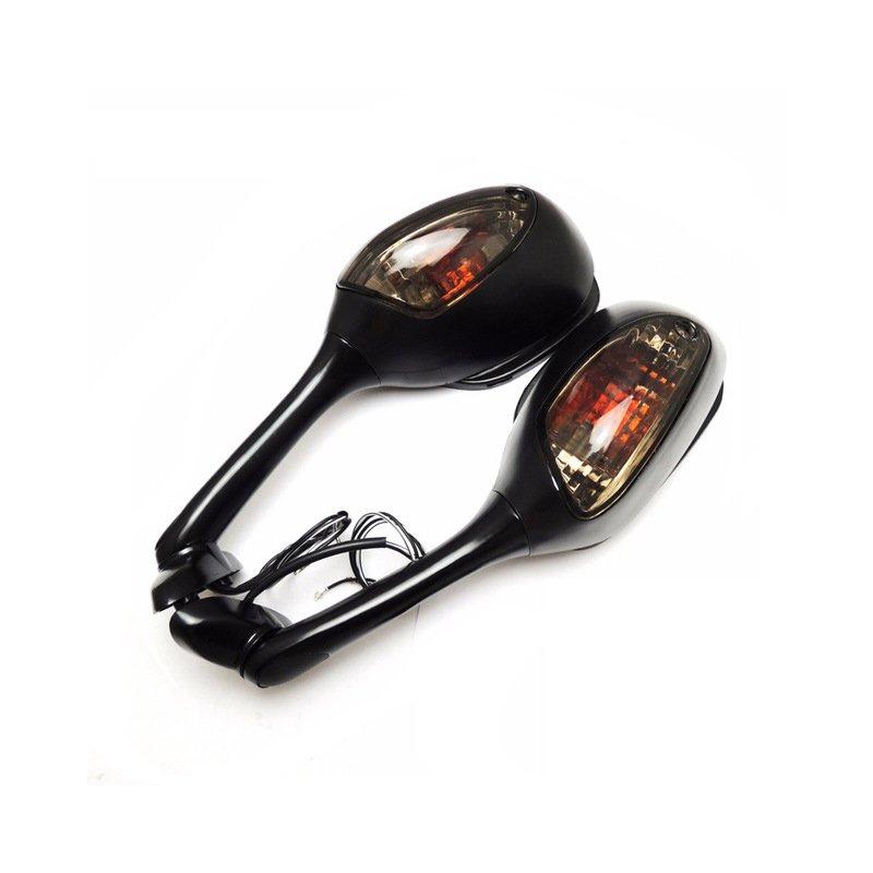 Motorcycle Lights |   Motorcycle Rearview Side Mirrors for Suzuki GSXR 600 750 1000 with Turn Signal Light Black hood Motorcycle Accessories Motorcycle Lights