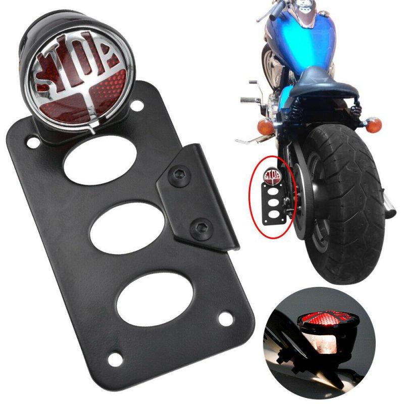 Motorcycle Lights |   Motorcycle Side Mount Tail Light License Plate Bracket for  Chopper Bobber large stop Motorcycle Accessories Motorcycle Lights