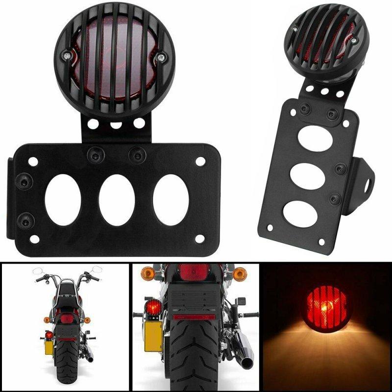 Motorcycle Lights |   Motorcycle Side Mount Tail Light with License Number Plate Bracket For  Sportsters Bobber Chopper Rear Stop Light black Motorcycle Accessories Black