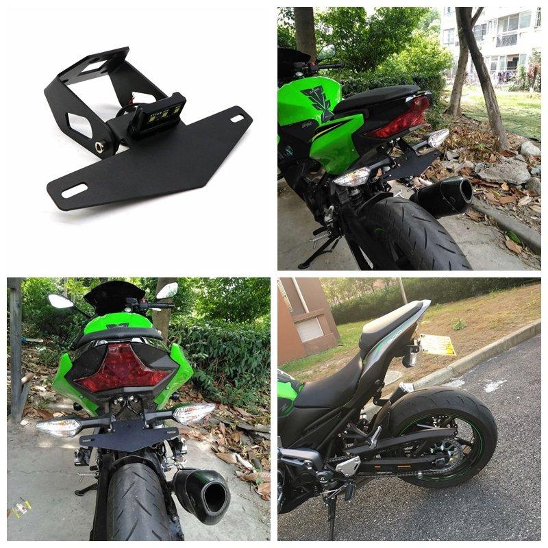 Motorcycle Lights |   Motorsports License Plate Frame with Light Compatible for KAWASAKI NINJA250/400 Z900 z650 black Motorcycle Accessories Black