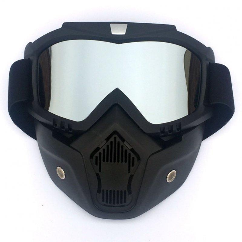 Protective Gears |   Cycling Mask Vertical black frame silver lens Motorcycle Accessories Protective Gears