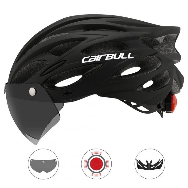 Motorcycle Helmets |   Cairbull Helmet Ultralight Off-road Mountain Bike Cycling Helmet with Removable Visor Taillight black_M / L (54-61CM) Motorcycle Accessories Black + M / L (54-61CM)