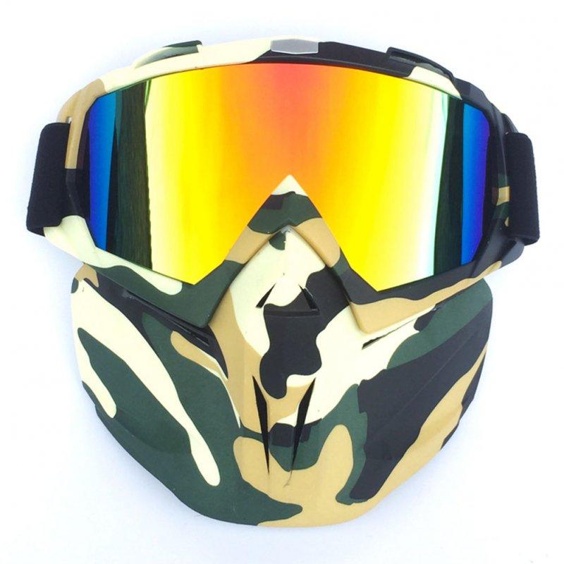 Motorcycle Helmets |   Retro Outdoor Cycling Mask Glasses Motorcycle Accessories Camouflage 2 frame imitation red lens